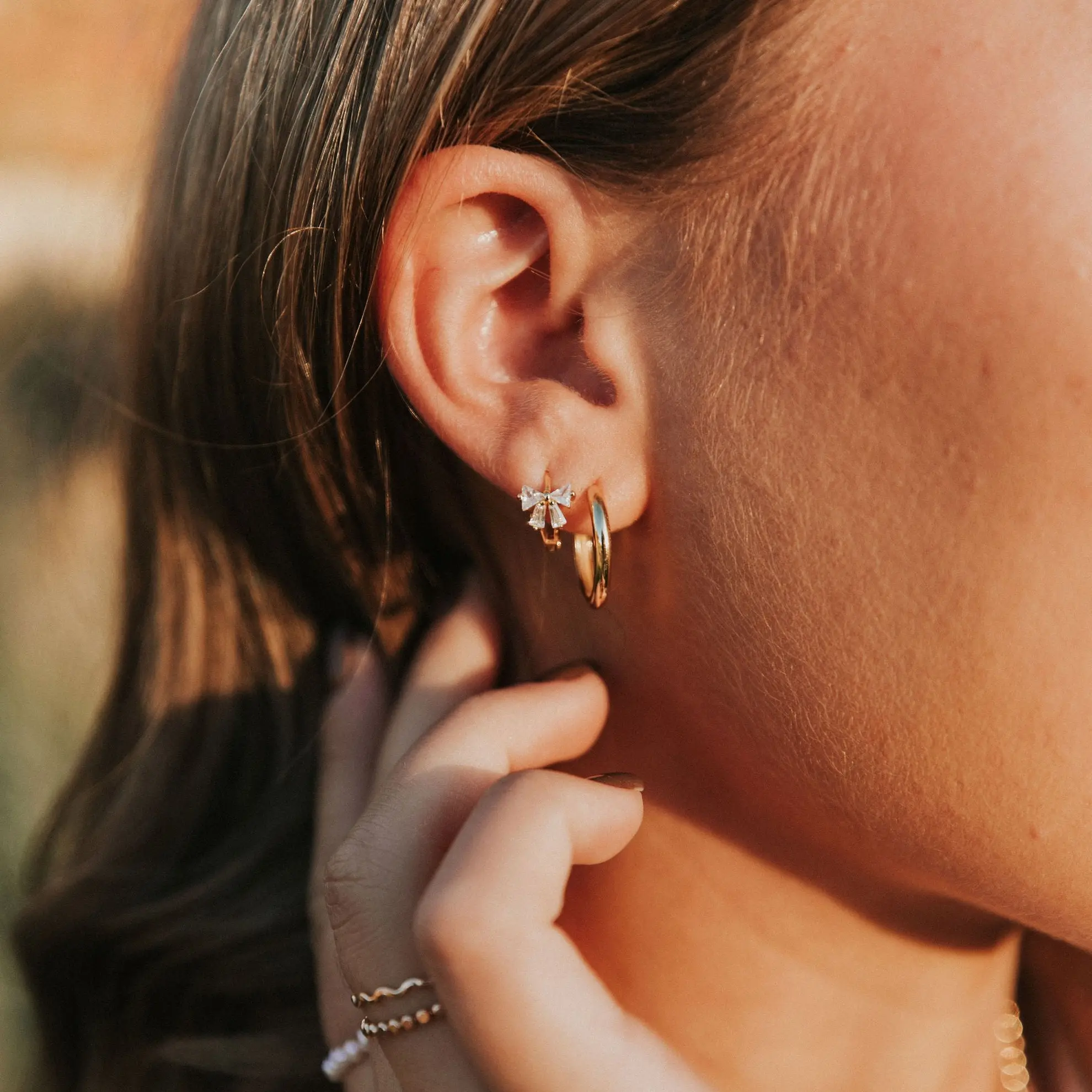 Lucy Diamond Bow Hoop Earrings - Image 8