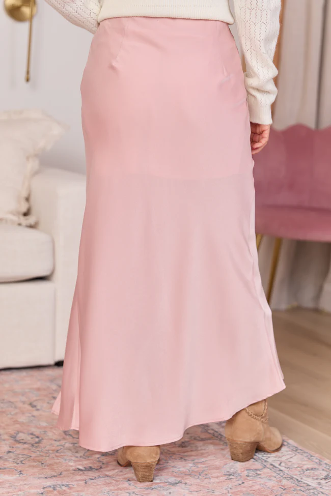 Lumi Blush Satin Slit Maxi Skirt FINAL SALE - Image 5