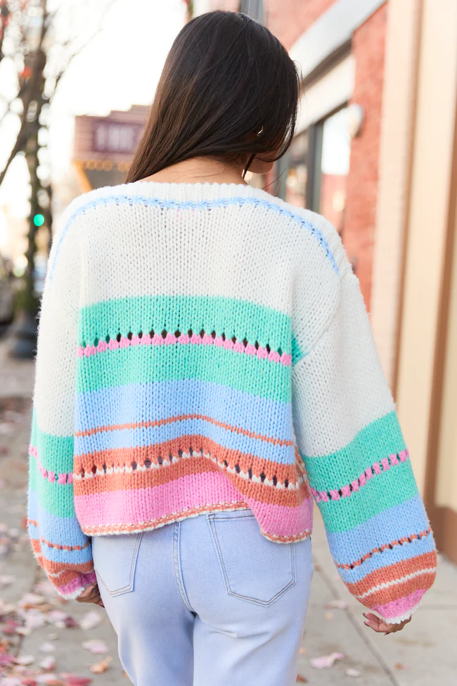 Macy Multi Color Block Crewneck Sweater - Image 6