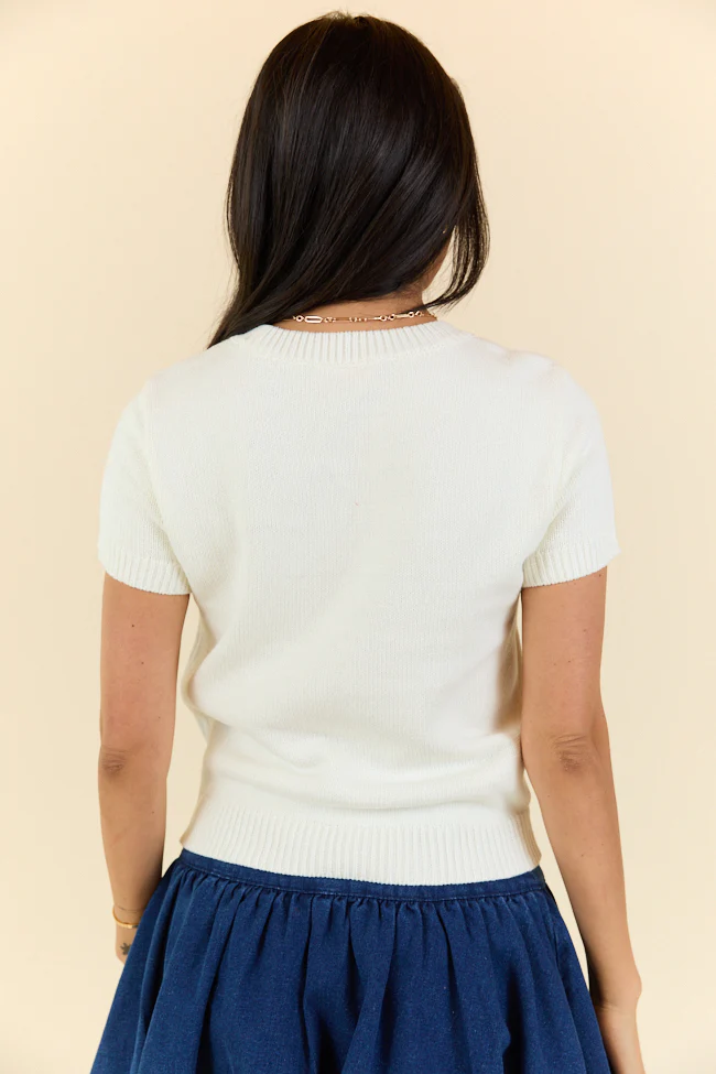 Made For Celebratin' Ivory Americana Short Sleeve Bear Sweater FINAL SALE - Image 7