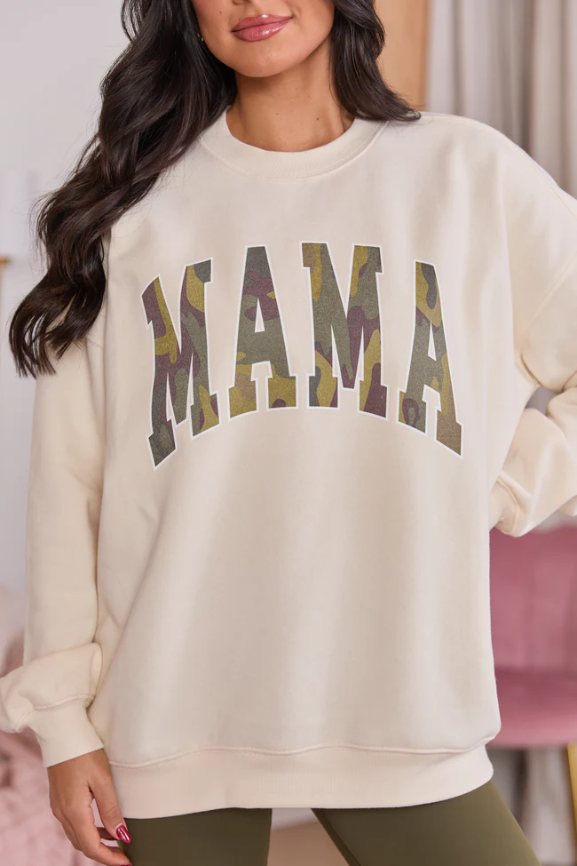 Mama Camo Cream Graphic Sweatshirt - Image 2