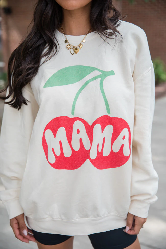 Mama Cherry Cream Graphic Sweatshirt - Image 2