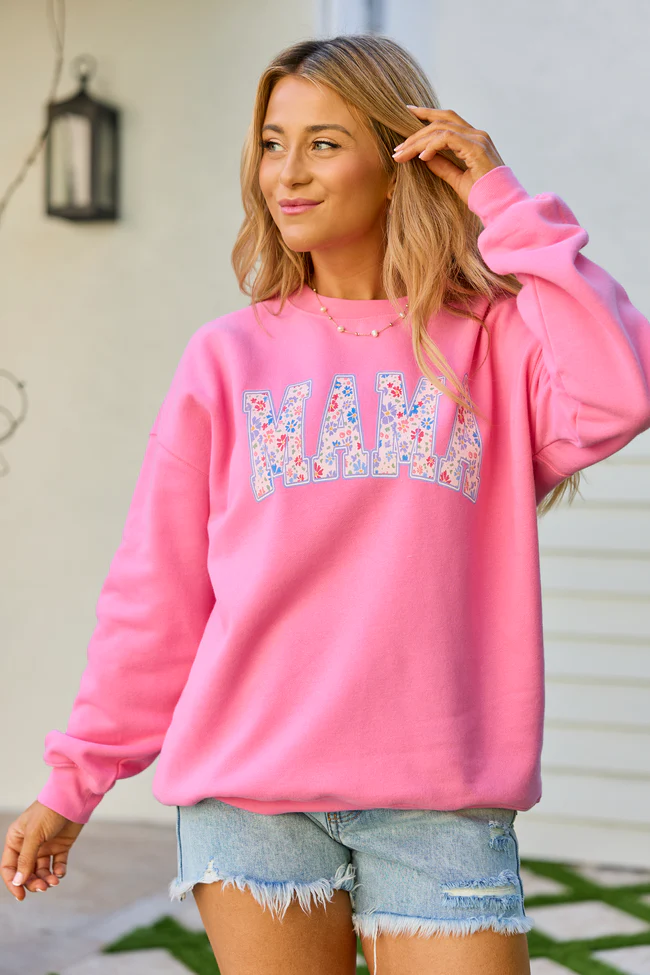 Mama Floral Pink Graphic Sweatshirt - Image 3