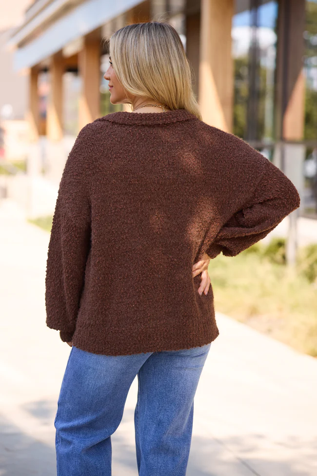 Marcella Brown Collared Boucle Cardigan FINAL SALE - Image 4