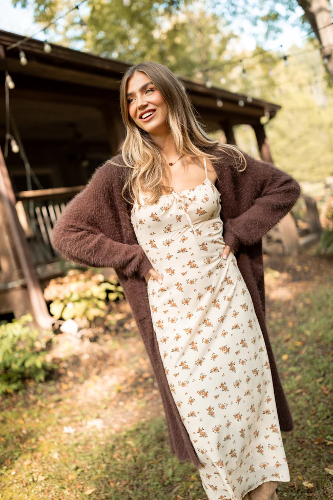 Margot Brown Floral Slip Dress FINAL SALE - Image 3