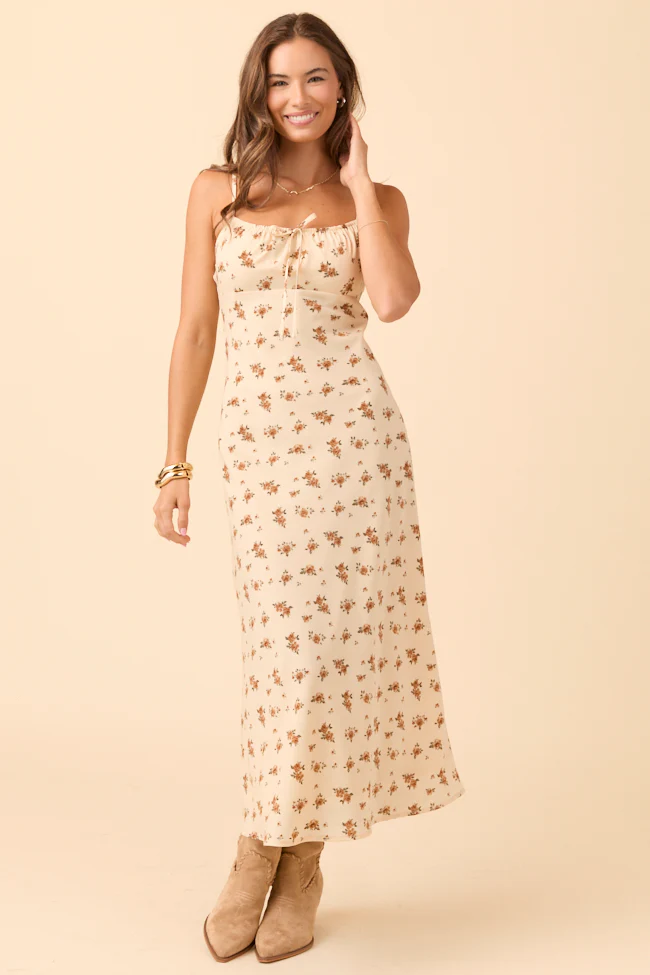 Margot Brown Floral Slip Dress FINAL SALE - Image 4
