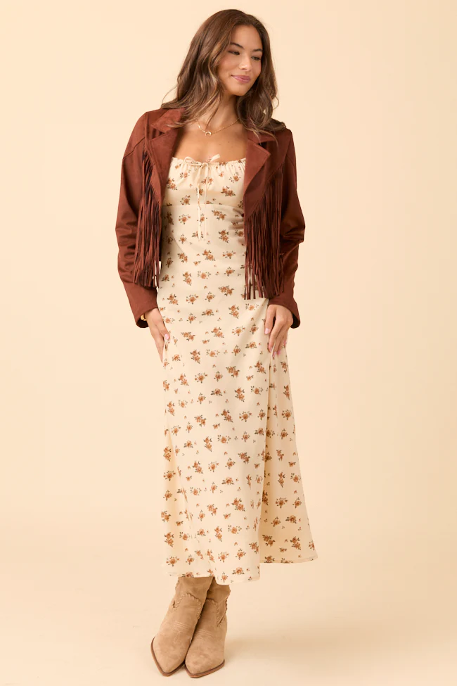 Margot Brown Floral Slip Dress FINAL SALE - Image 5