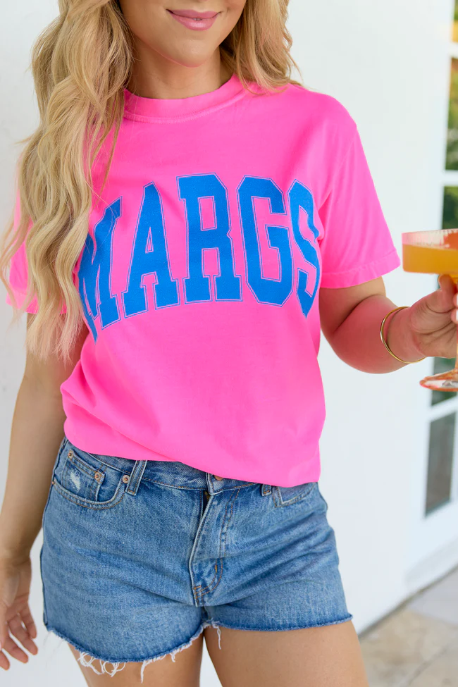 Margs Block Neon Pink Graphic Tee - Image 2