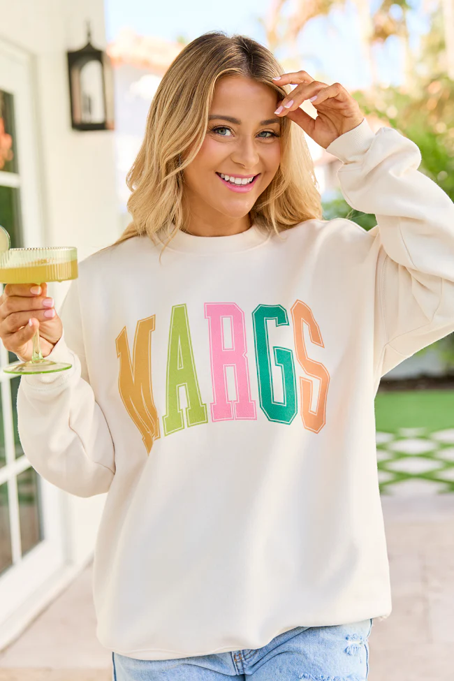 Margs Multi Block Cream Graphic Sweatshirt - Image 3