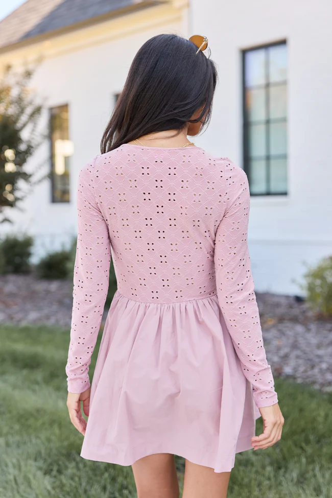 Marina Pink Eyelet Mini Dress FINAL SALE - Image 5