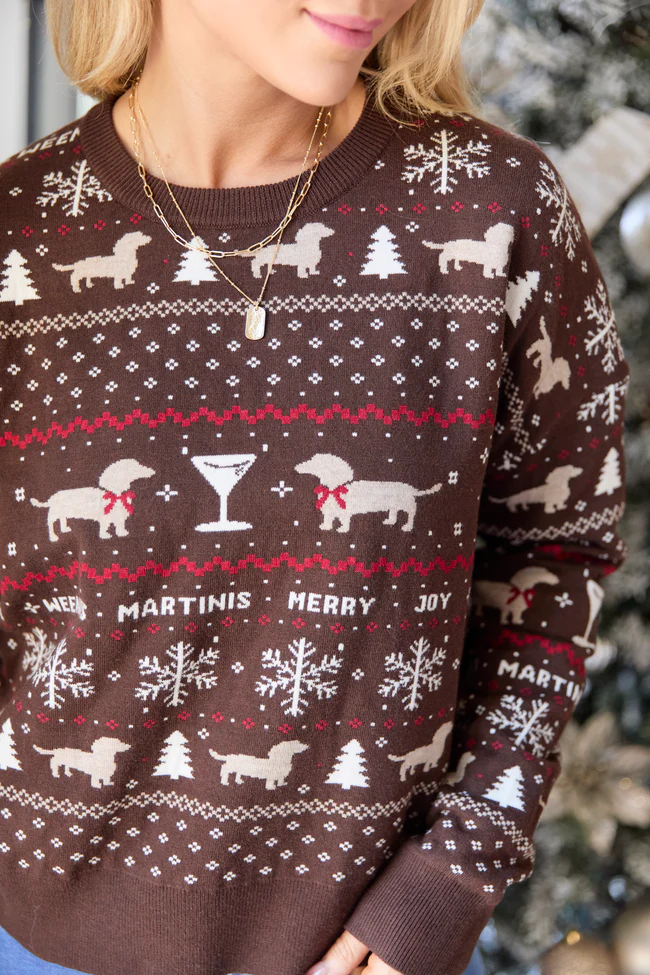 Martini And Weenies Brown Fair Isle Sweater FINAL SALE - Image 2