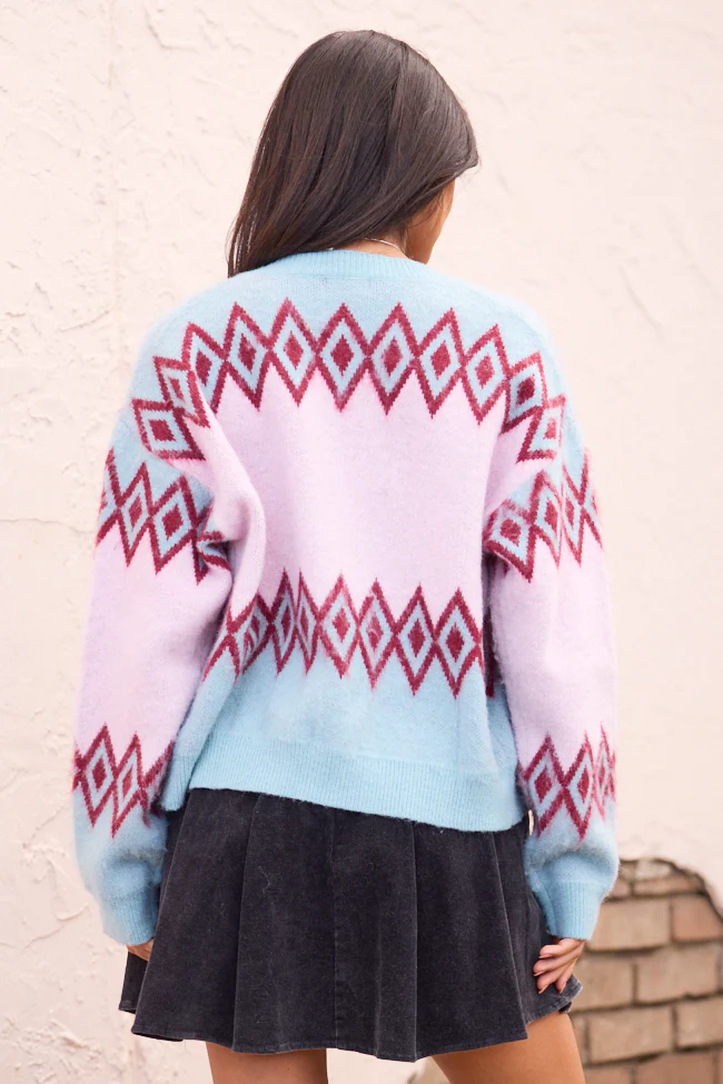 Mary Ellen Blue And Pink Fair Isle Cardigan FINAL SALE - Image 4