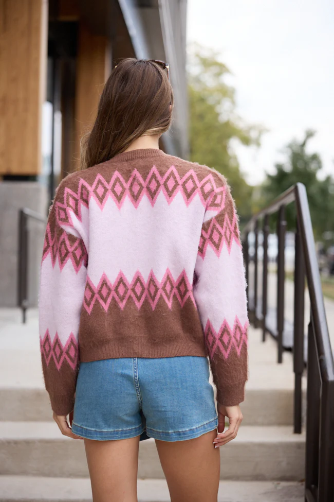 Mary Ellen Brown And Pink Fair Isle Cardigan FINAL SALE - Image 5