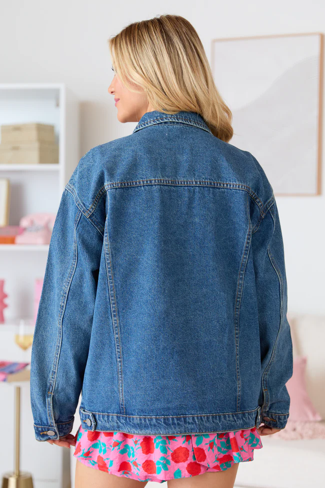 Masie Medium Wash Boyfriend Denim Jacket - Image 4