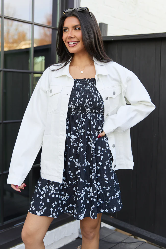 Masie White Boyfriend Denim Jacket - Image 2