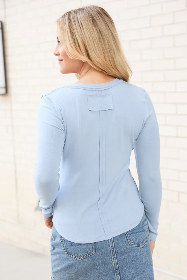 McClaine Blue Long Sleeve Henley FINAL SALE - Image 4