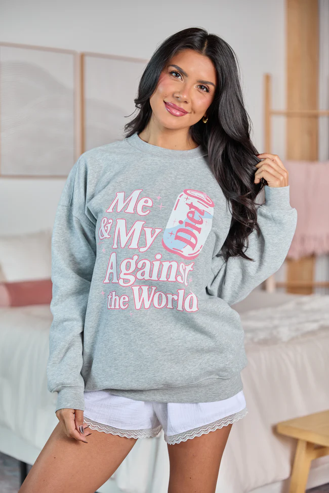 Me Against The World Light Grey Graphic Sweatshirt - Image 4