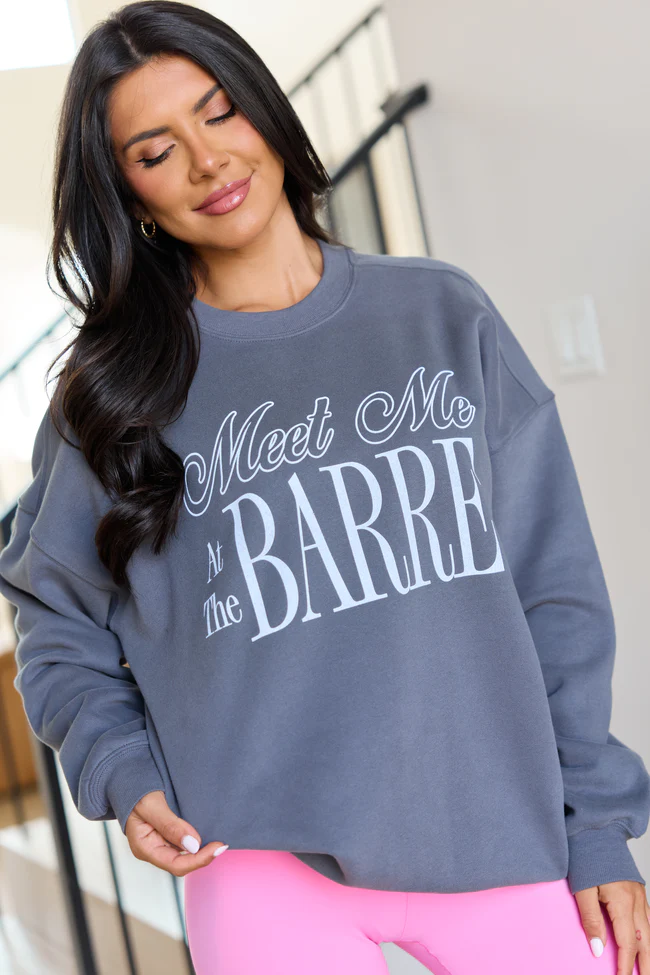 Meet Me At The Barre Dark Grey Graphic Sweatshirt - Image 3