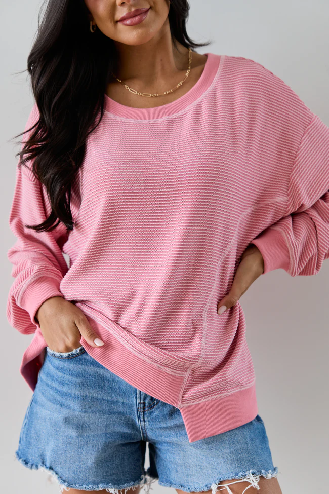 Melanie Pink Striped Pullover - Image 3