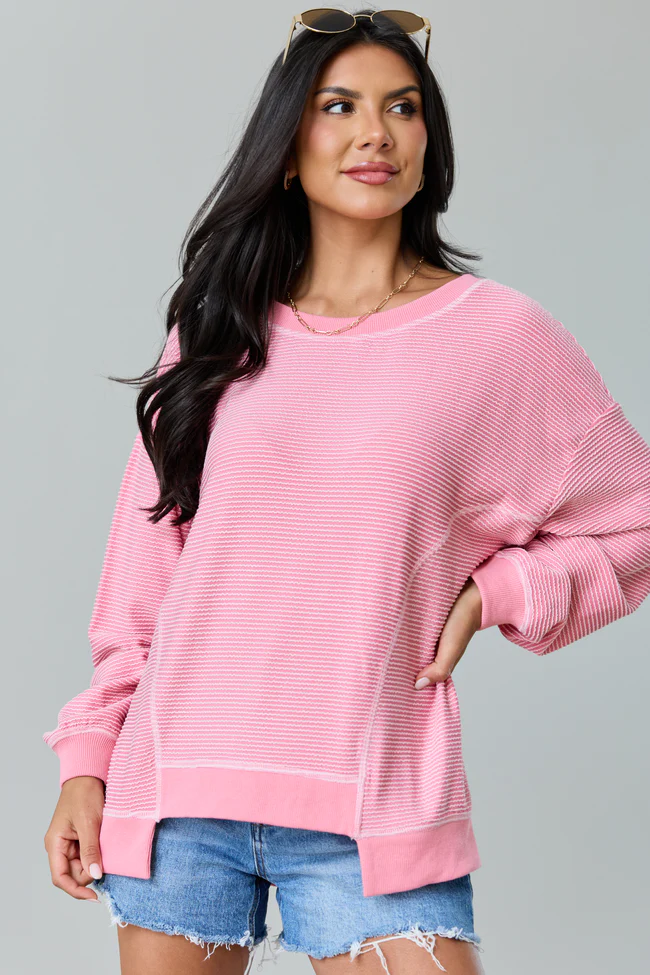 Melanie Pink Striped Pullover - Image 4