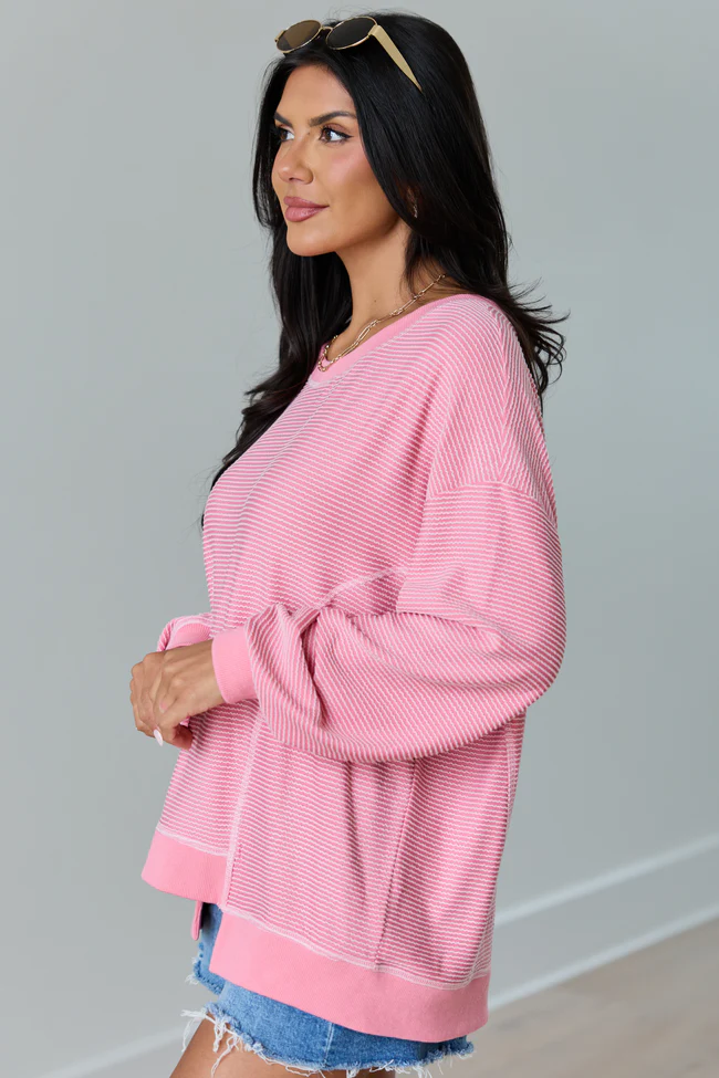 Melanie Pink Striped Pullover - Image 5