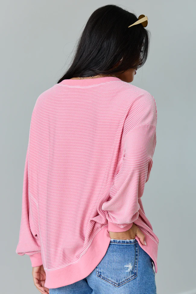Melanie Pink Striped Pullover - Image 6