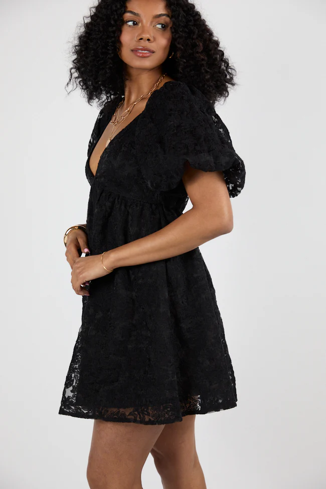 Midnight Muse Black Lace Babydoll Dress FINAL SALE - Image 3