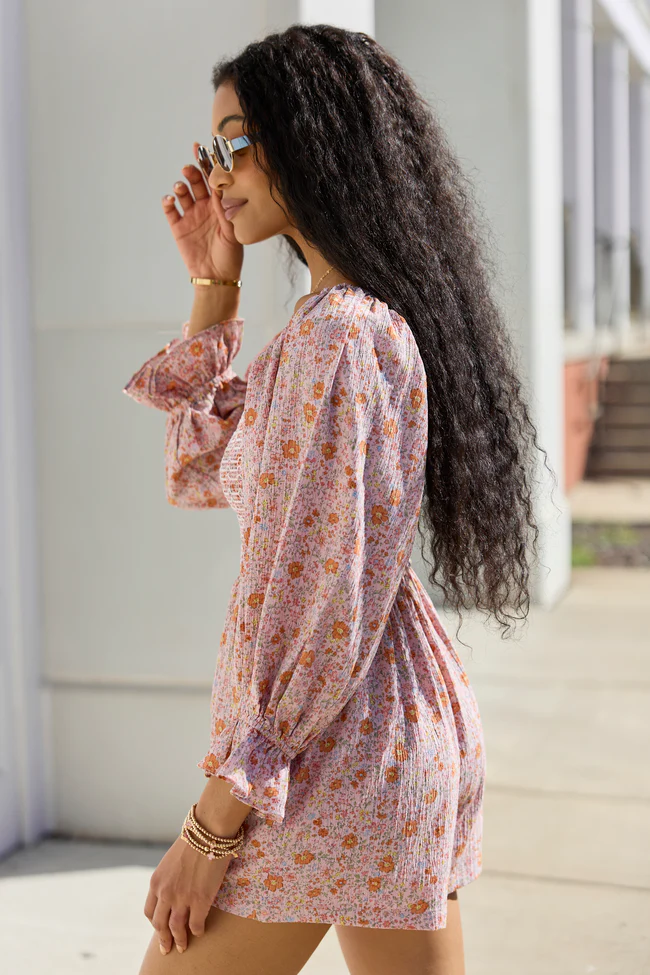 Millie Pink Floral Smocked Top Romper - Image 4