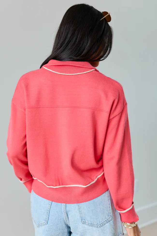 Monroe Pink And White Trim Zip Up Jacket - Image 5