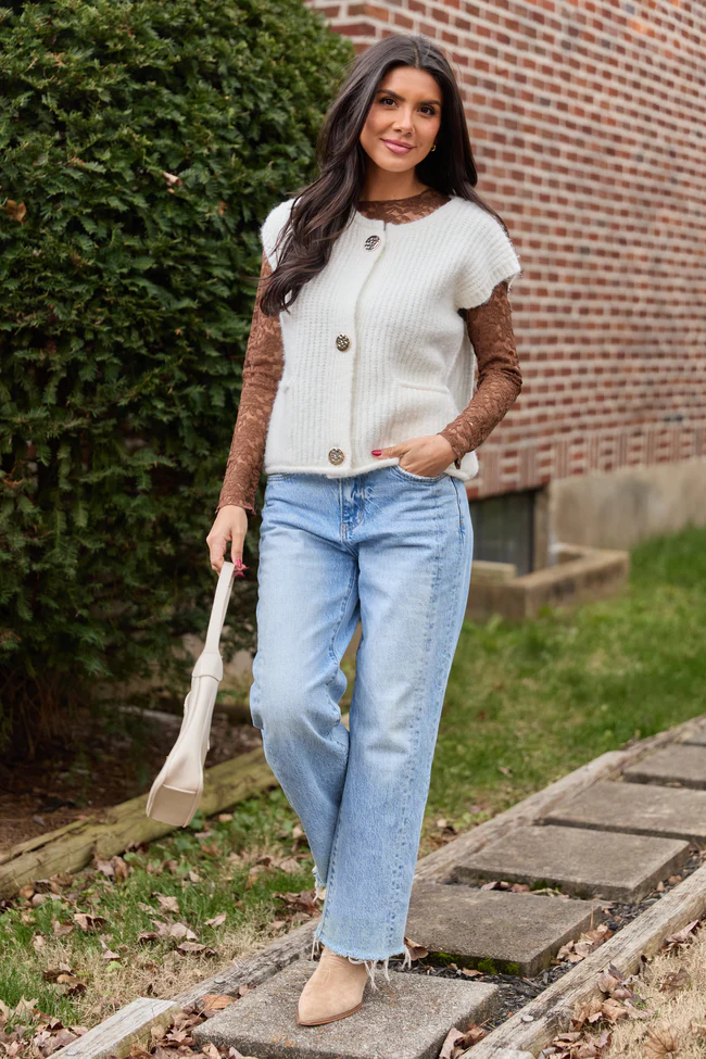 Morgan Brown Lace Mesh Top - Image 3