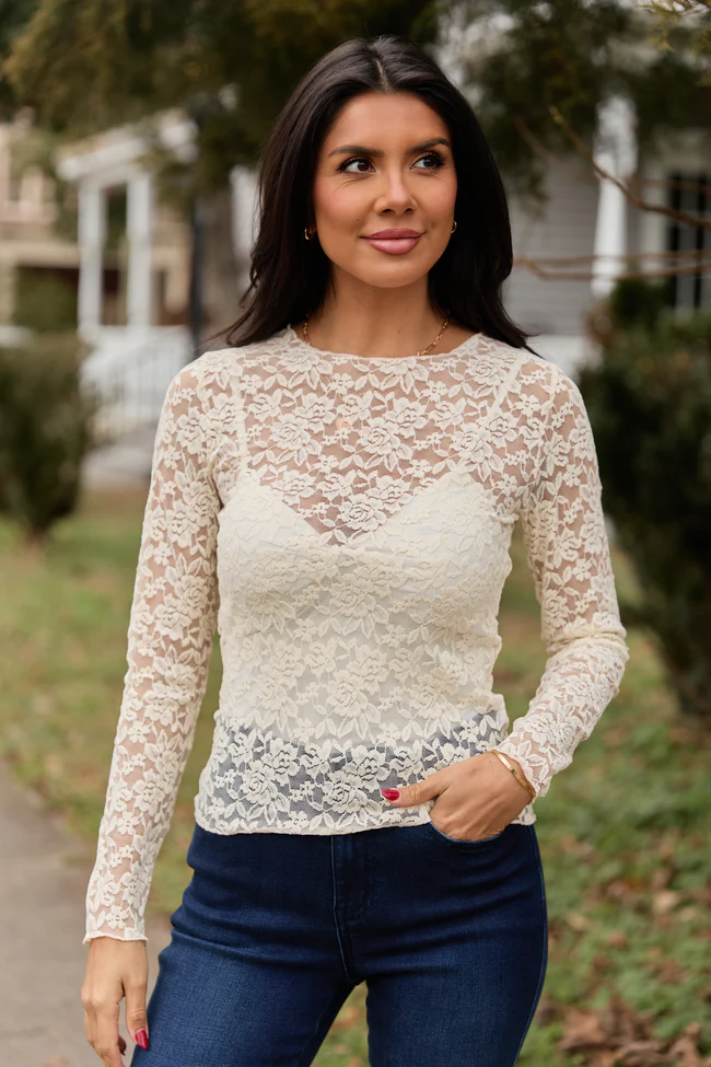 Morgan Ivory Lace Mesh Top - Image 3