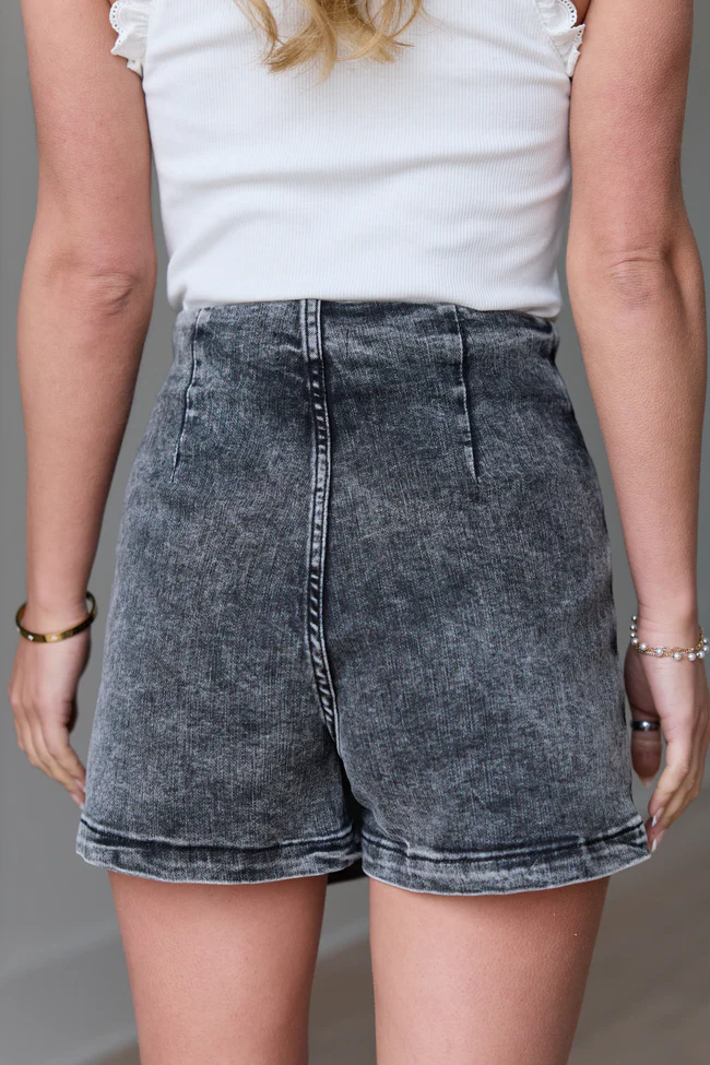 My Favorite Black Acid Wash Denim Skort - Image 4