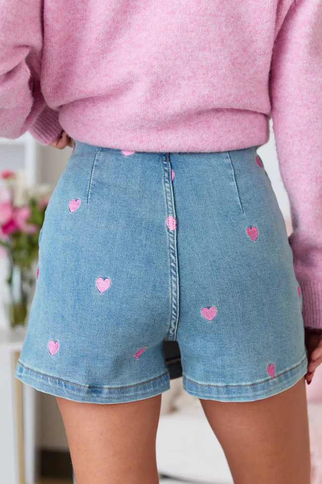 My Favorite Heart Embroidery Denim Skort FINAL SALE - Image 5