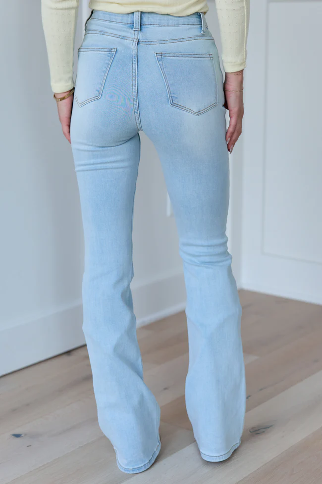My Favorite Light Wash Button Up Flare Jeans - Image 4