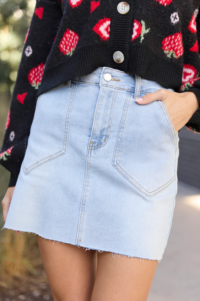 My Favorite Light Wash Pocket Detail Skirt FINAL SALE