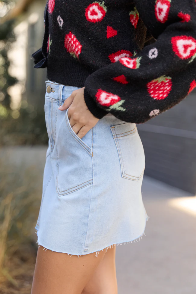 My Favorite Light Wash Pocket Detail Skirt FINAL SALE - Image 3