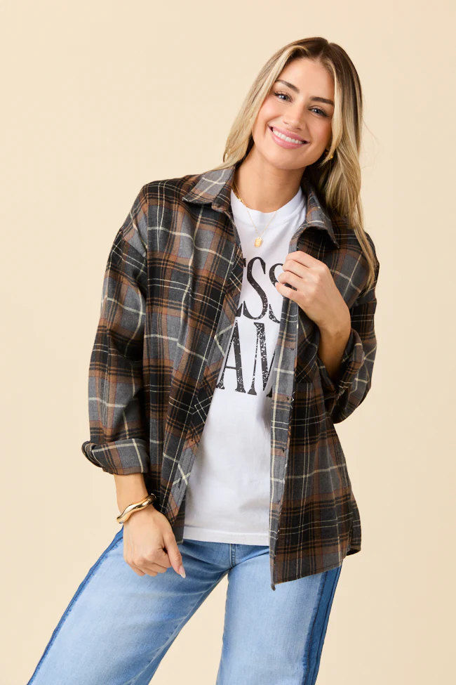 Nash Black Flannel Button Down Top FINAL SALE