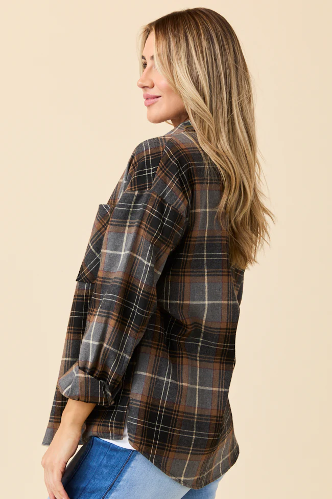 Nash Black Flannel Button Down Top FINAL SALE - Image 3