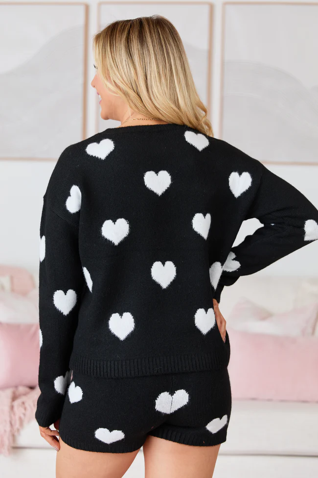 Natalie Black Heart Lounge Sweater FINAL SALE - Image 4