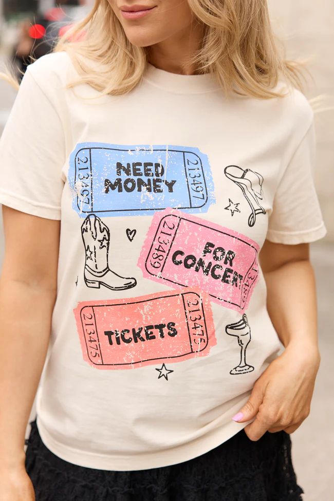 Need Money For Concert Tickets Ivory Graphic Tee - Image 2