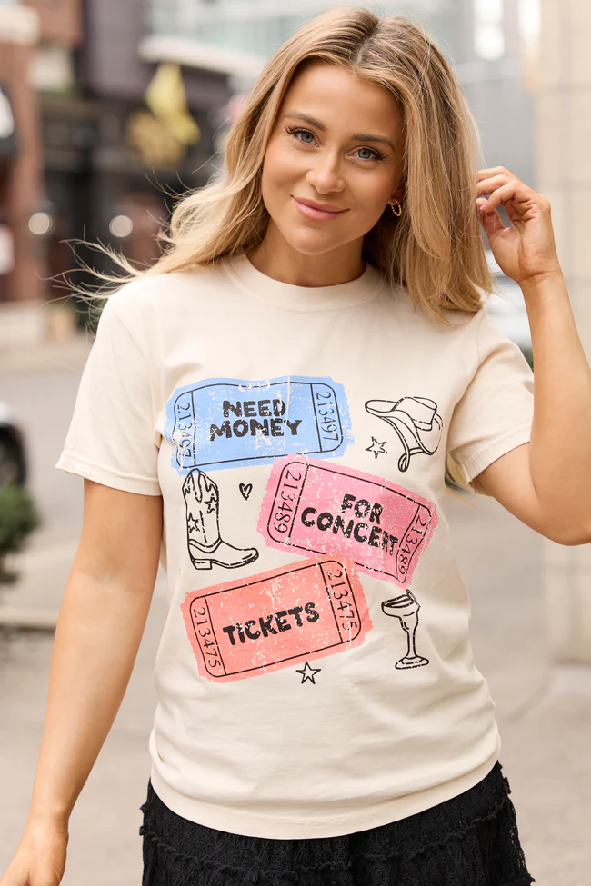 Need Money For Concert Tickets Ivory Graphic Tee - Image 4