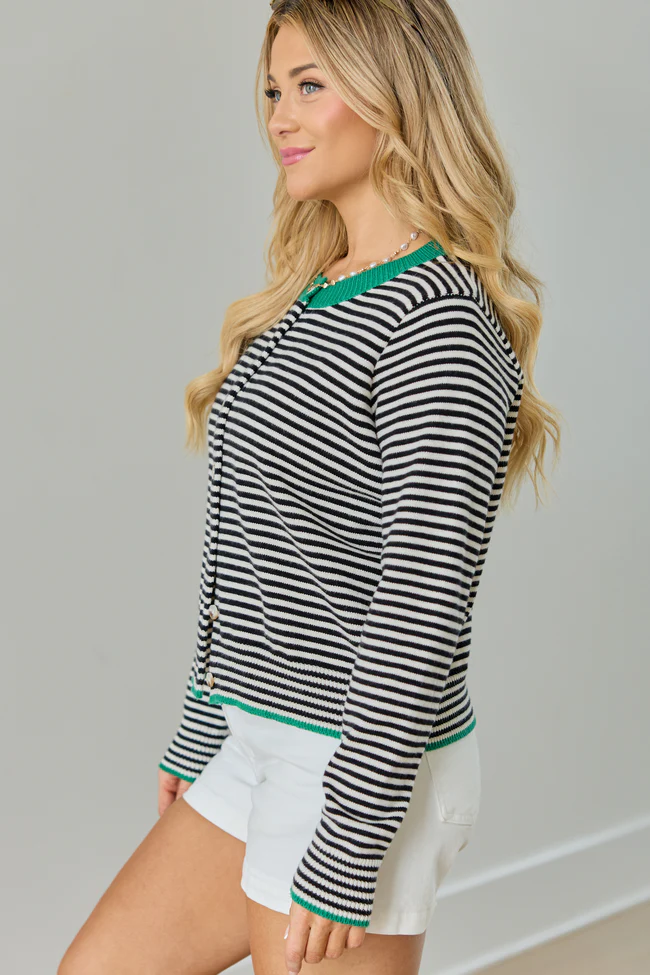 Patricia Green Trim Striped Cardigan - Image 4
