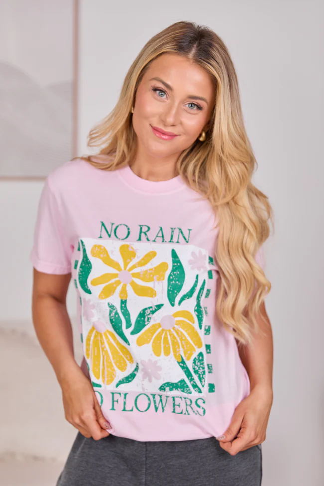No Rain No Flowers Light Pink Graphic Tee - Image 2