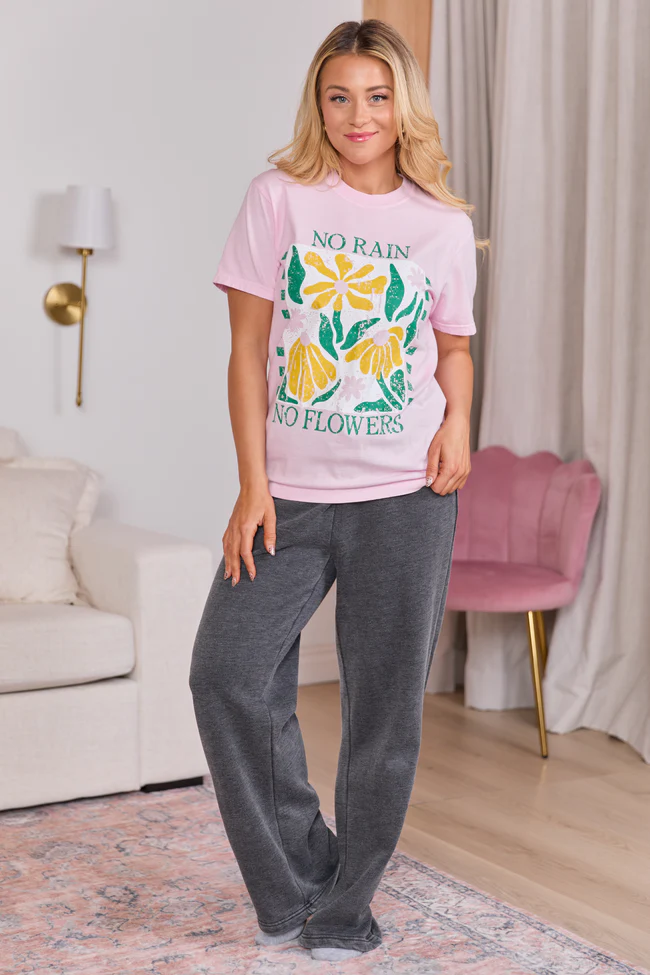 No Rain No Flowers Light Pink Graphic Tee - Image 3