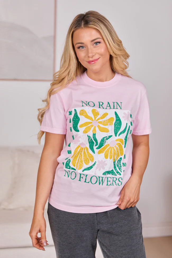 No Rain No Flowers Light Pink Graphic Tee - Image 4