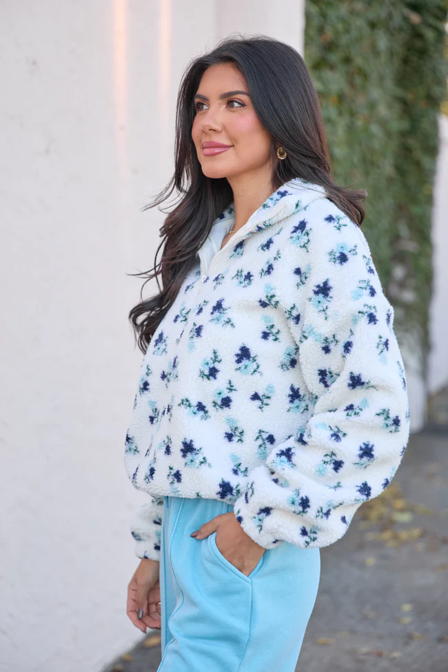 Noah Blue Floral Sherpa Pullover FINAL SALE - Image 4