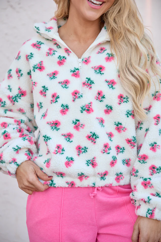 Noah Pink Floral Sherpa Pullover FINAL SALE - Image 6