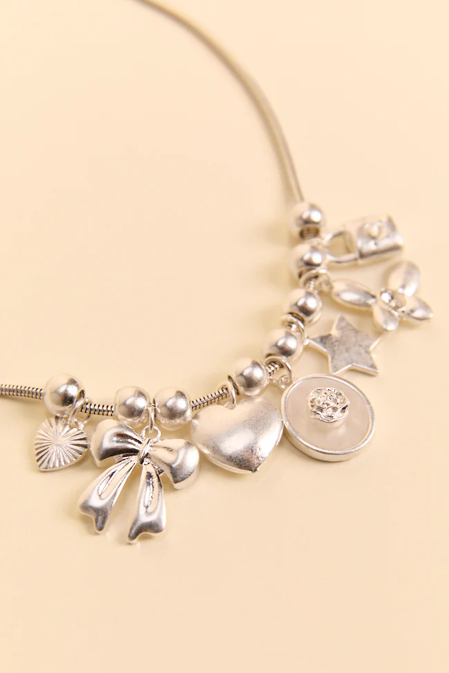 Noelle Silver Charm Necklace FINAL SALE - Image 3