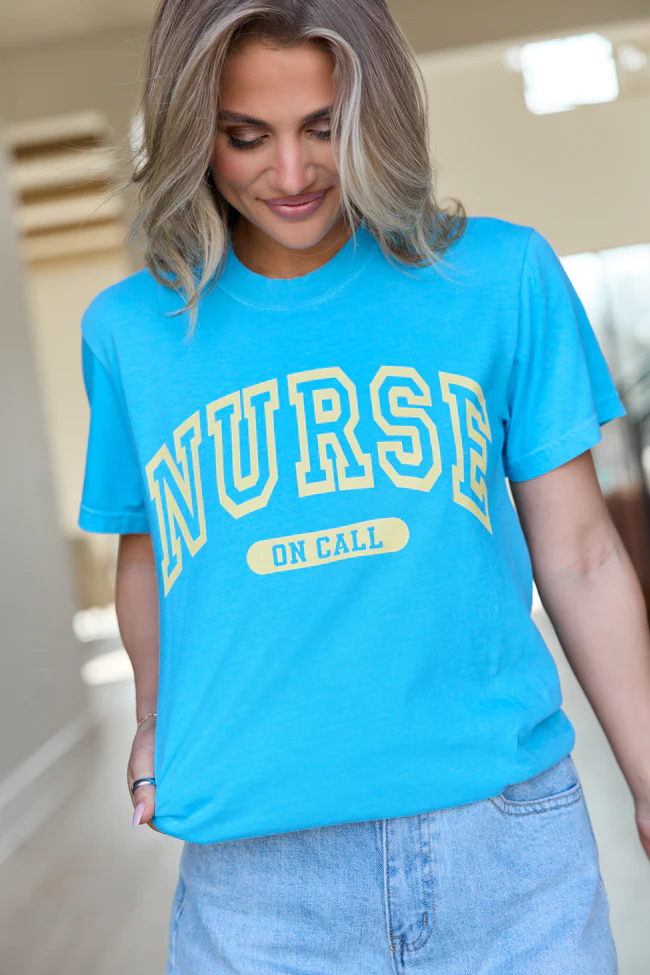 Nurse On Call Blue Graphic Tee - Image 3