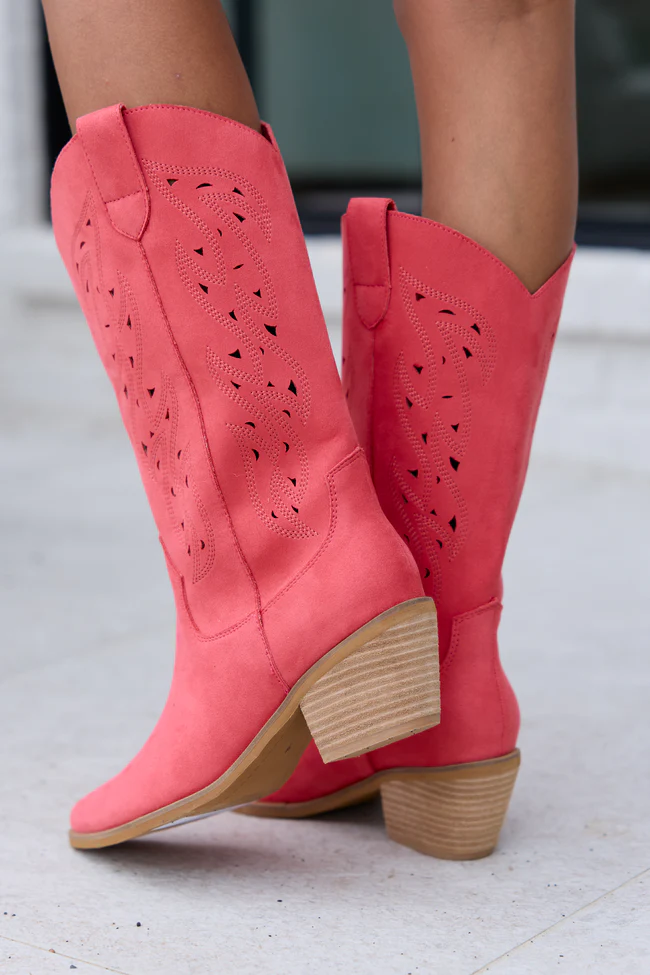 Olivia Cutout Coral Cowboy Boots - Image 3